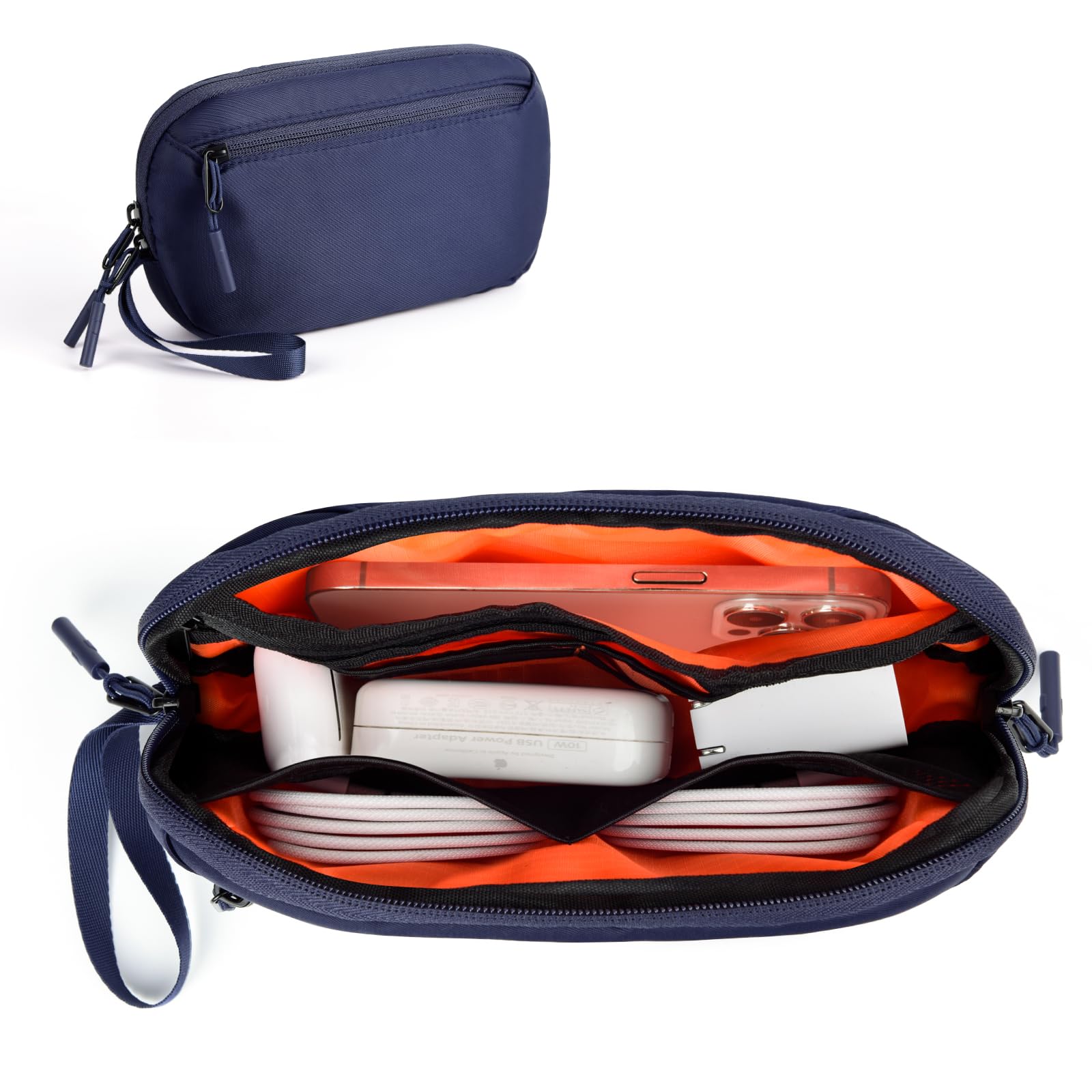 Weemia Electronic Organizer Travel Case, Cord Organizer Travel for Charger & Cable, Tech Accessories, Power Bank, Phone, Airplane Essentials (Blue)