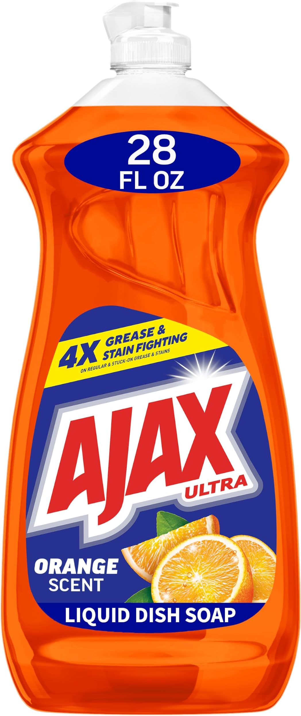 Ajax Ultra Liquid Dish Soap, Triple Action, Orange Scent, 52 fl oz | Dish Detergent, Ajax Dish Soap, Dish Liquid, 4x Grease & Stain Fighting, Deep-Cleaning, Soft on Hands, Dishwashing Detergent