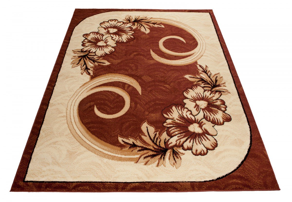 Tapiso Atlas dywan z krótkim włosiem, do salonu, sypialni, nowoczesny design, kwiaty, melanż, brązowo-beżowy, kremowy, ÖKOTEX 160 x 220 cm
