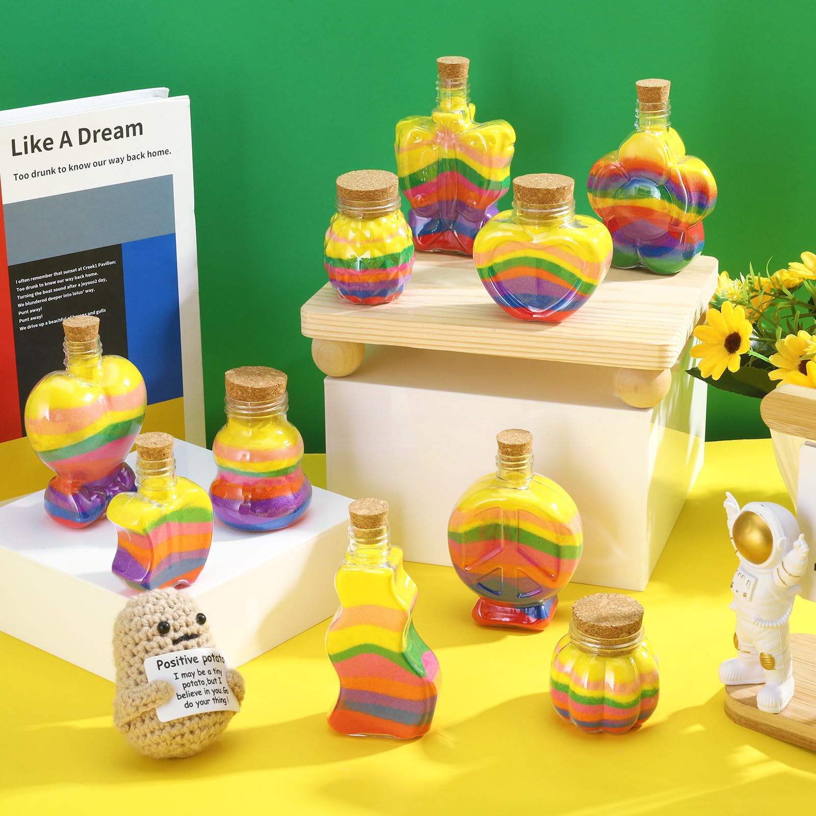 ハロウィンサブルアートキット　3セット Amazon.co.jp: Hoemwarm プラスチックサンドアートボトル コルク