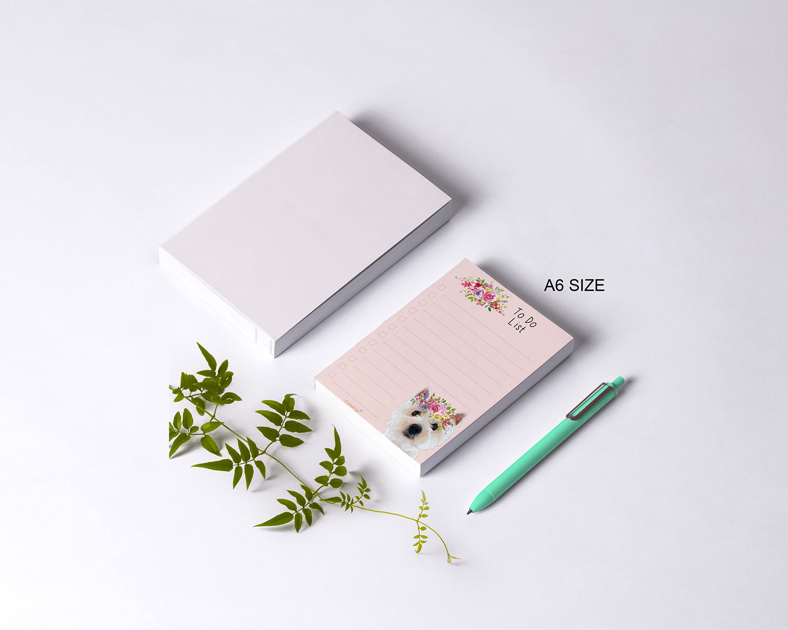 Curled Up West Highland Terrier To Do List Notepad, A6-50 Tear Off Pages, Westie Lover Gift, Notes Organiser - Image 2