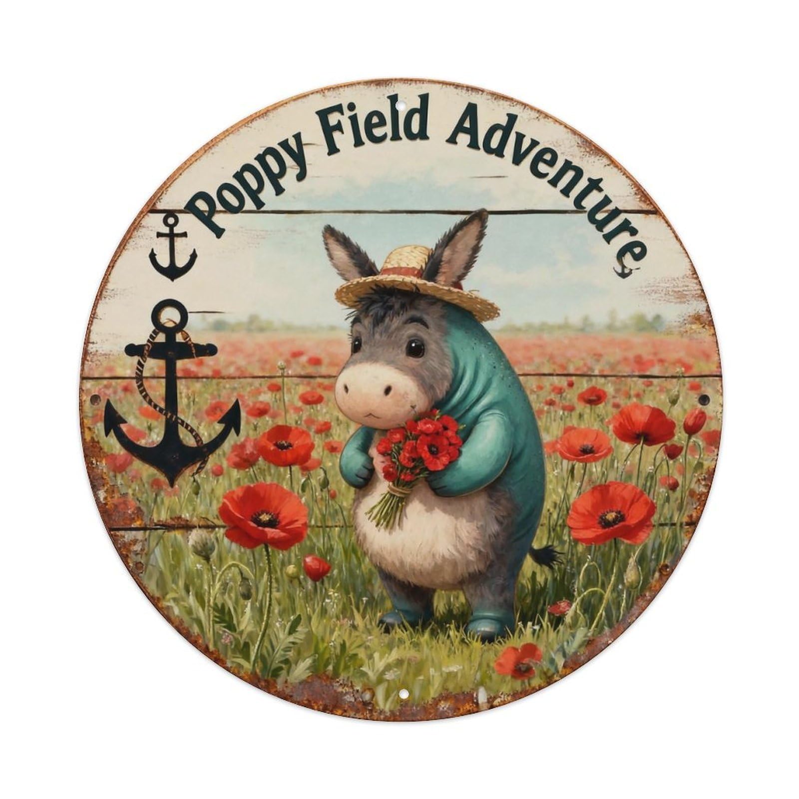 Poppy Field Adventure Sign Metal Tin Sign Plaque