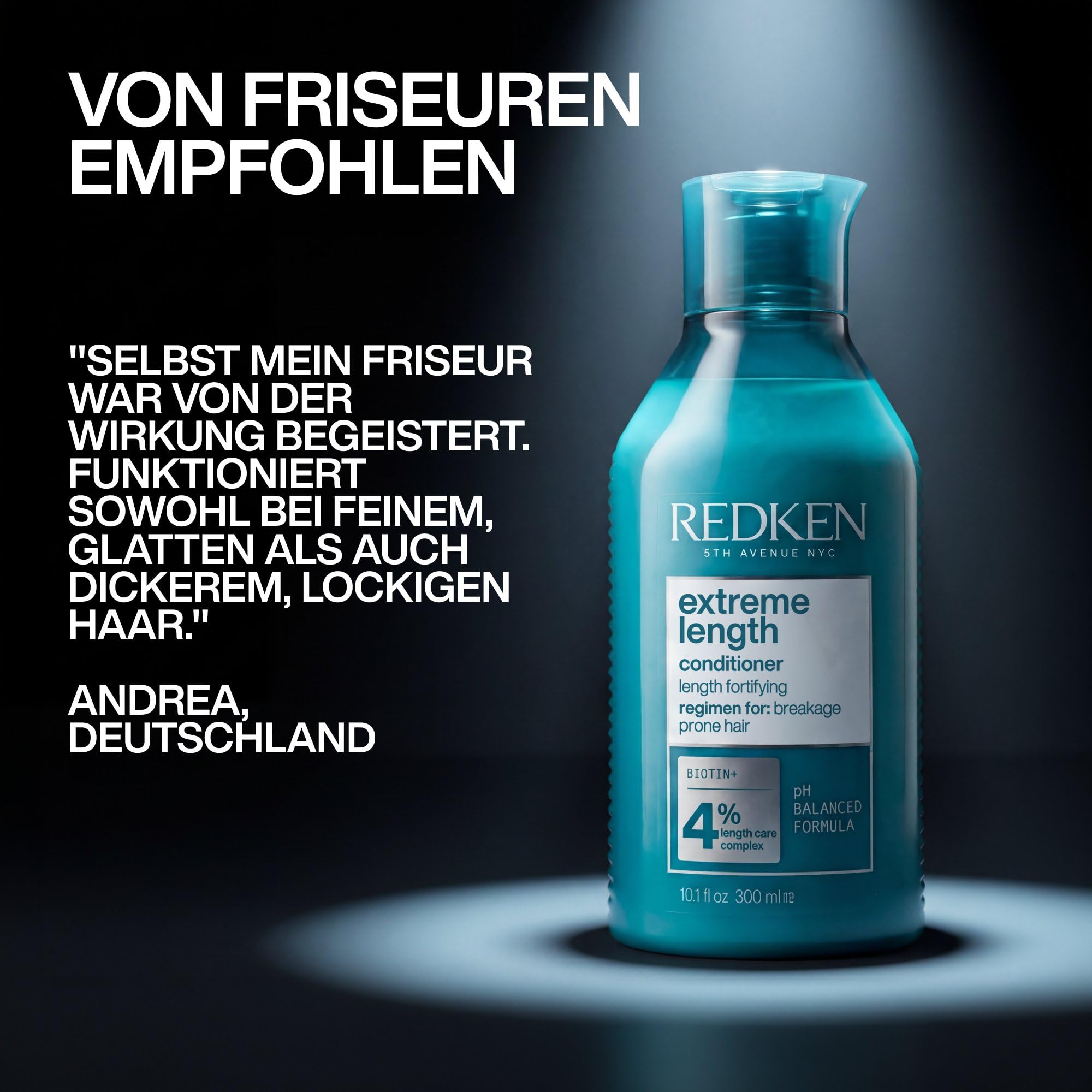 Redken Spülung für lange und starke Haare, Anti Haarbruch, Mit Biotin und Rizinusöl, Extreme Length Conditioner, 1 x 300 ml