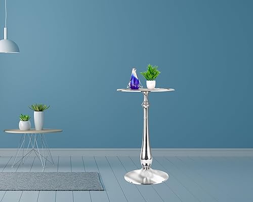 Miniatura 5 de CLEENTABLE Farmhouse - Mesa auxiliar redonda con pedestal, mesa auxiliar para uso en interiores, mesa auxiliar moderna de metal ligero para espacios