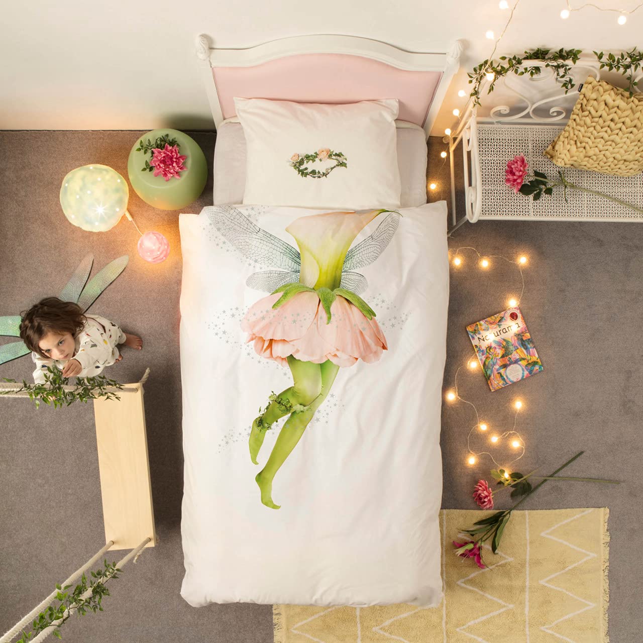 Snurk Kinder Bettwäsche Set Garnitur Heimtextilie Bettdecke Kopfkissen Fairy Fee 135 x 200 cm 100% Baumwolle