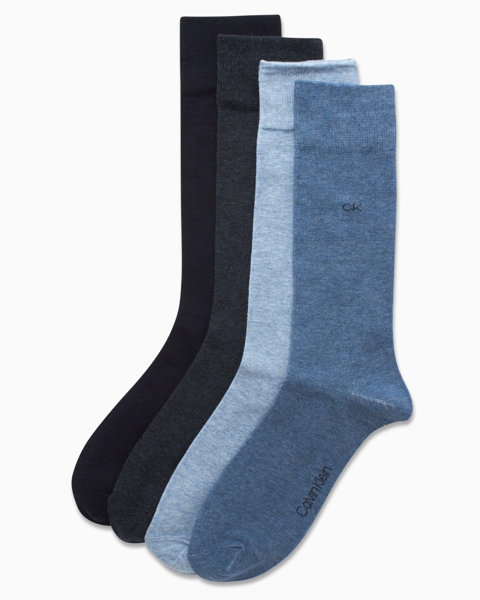 Calvin Klein Lot de 4 paires de chaussettes habillées pour homme en coton mélangé
