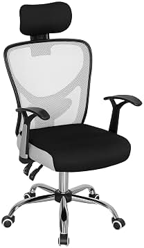 Vinsetto Silla de Escritorio Giratoria Silla de Oficina con Altura Ajustable Respaldo Reclinable Reposacabezas Regulable y Soporte Lumbar Tapizado en Malla Transpirable Gris