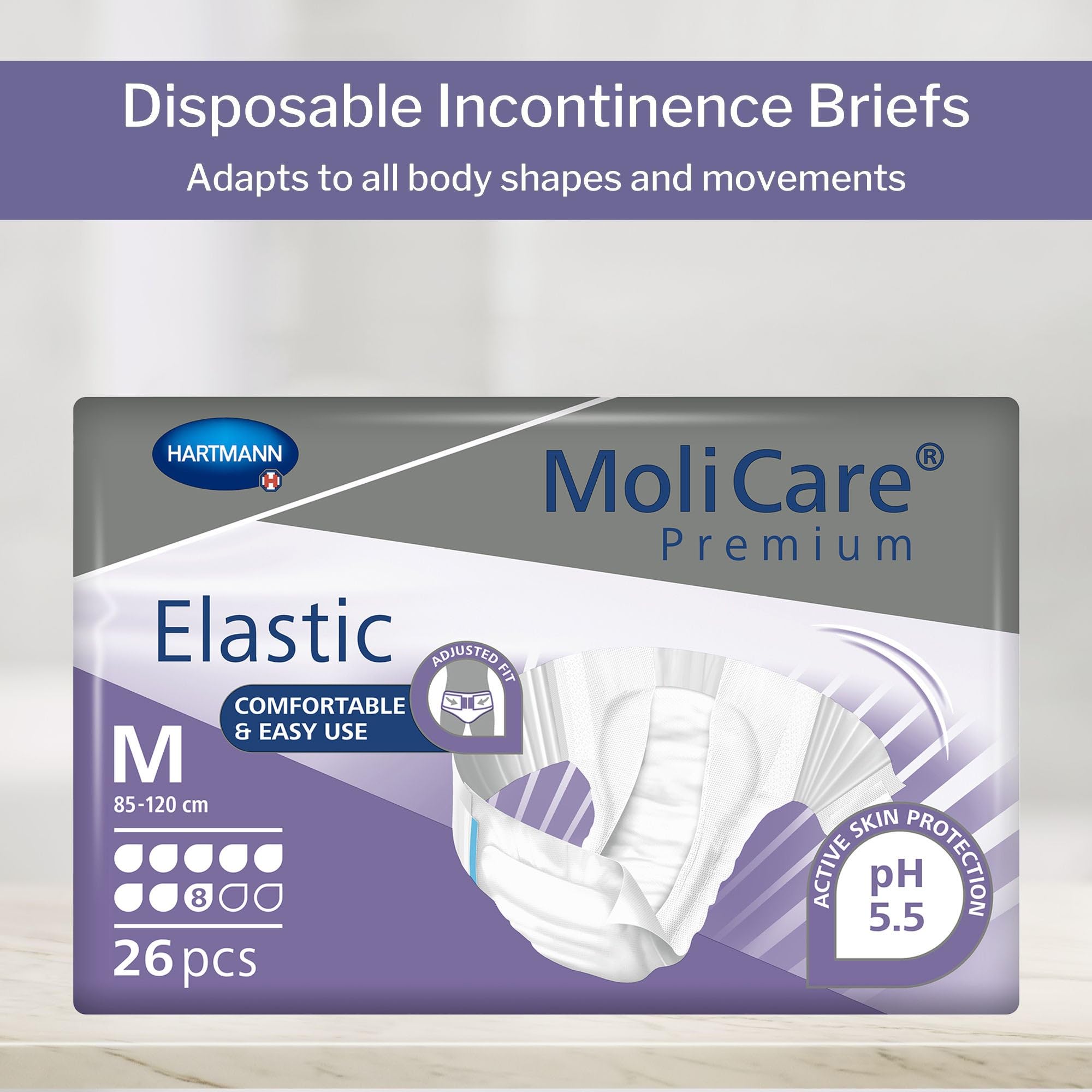MoliCare Premium Elastic: pannoloni per l'incontinenza severa, per donne e uomini; 8 gocce, taglia M, circonferenza vita 85-120 centimeters, 78 pezzi
