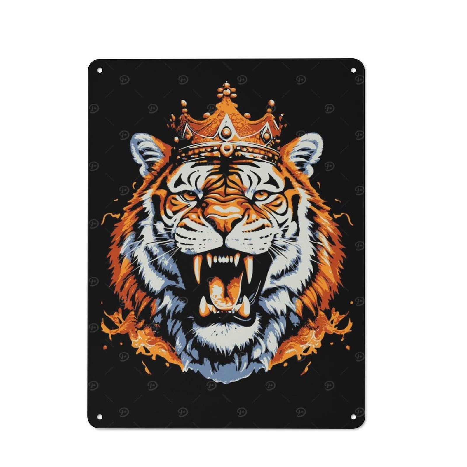 Junmoney Tiger King Pop Art Retro Metal Plaque 40X30cm For Garage Or Workshop, Housewarming Wall Decor For People Furnishing Garage And Workshop