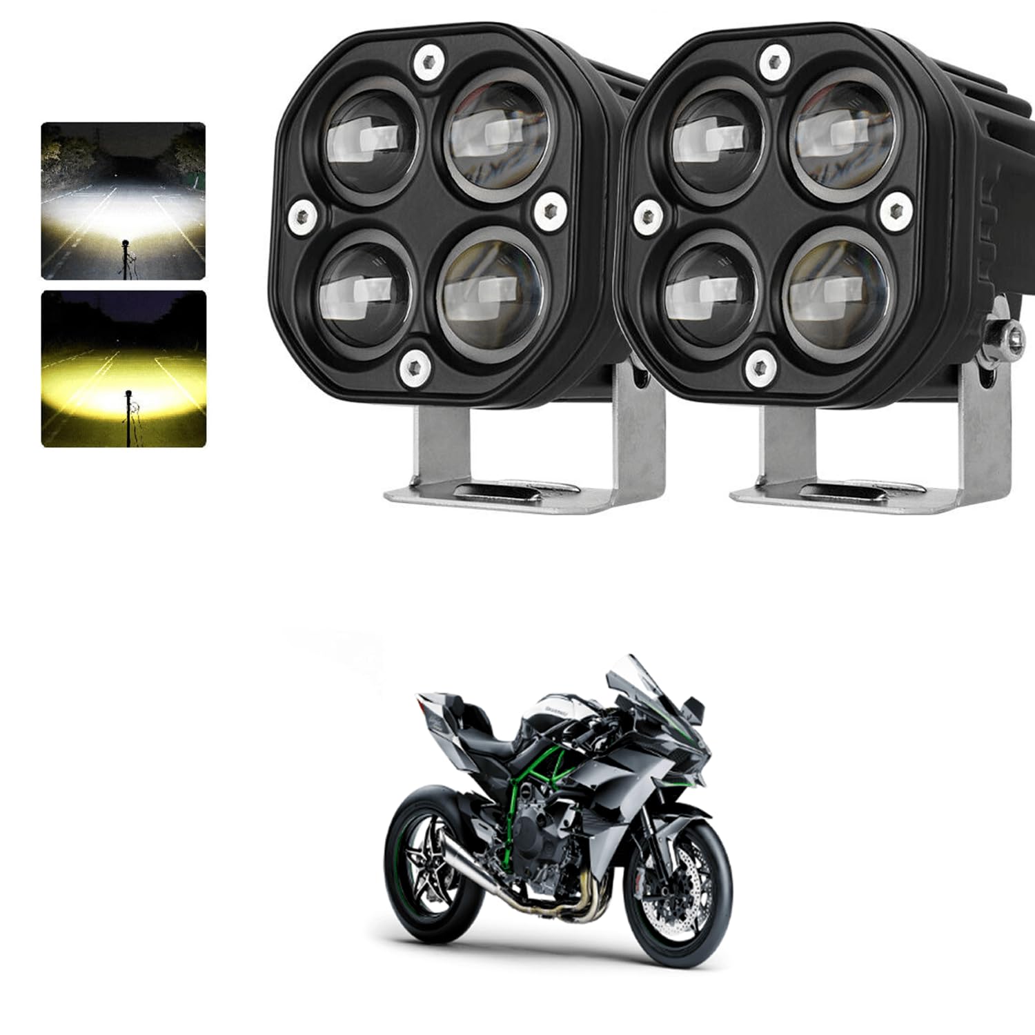 Universal LED Driving Fog Lights Amber+White 2Pcs 3Inch 40W Super Bright Mini LED Work Lights Colorful Off-Road Strobe Headlight Multi Lighting Motorcycle Spotlight Comfortable For Ja-zz