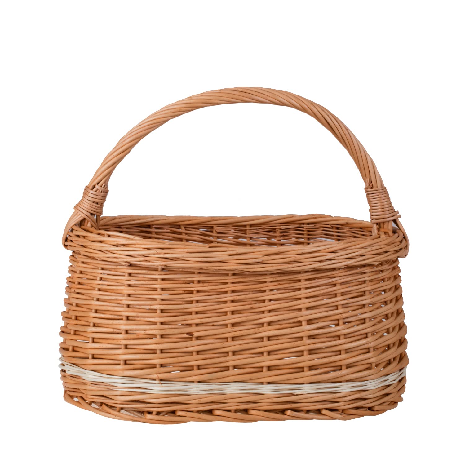e-wicker24 Kosz na zakupy z wikliny, koszyk w naturalnym kolorze, kosz prezentowy