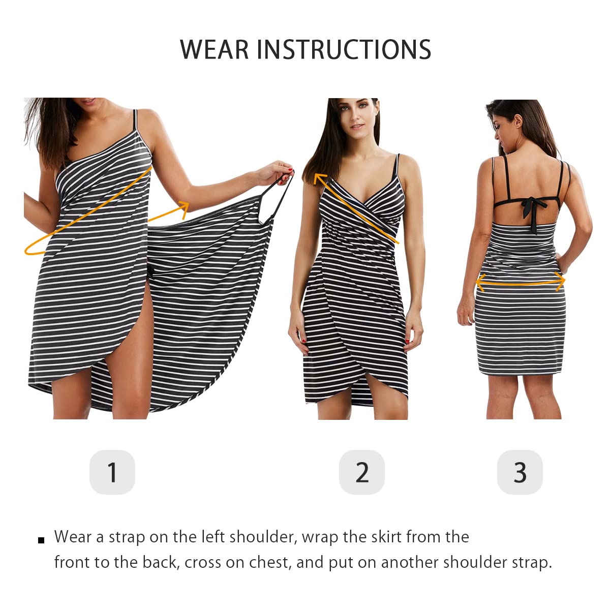 LumiSyne Bikini Copricostumi e Parei Donna Abito da Spiaggia Costumi da Bagno Copricostumi Vestito a Righe Moda Scollo a v Sexy Vestito Senza Maniche Mare Taglia Larga