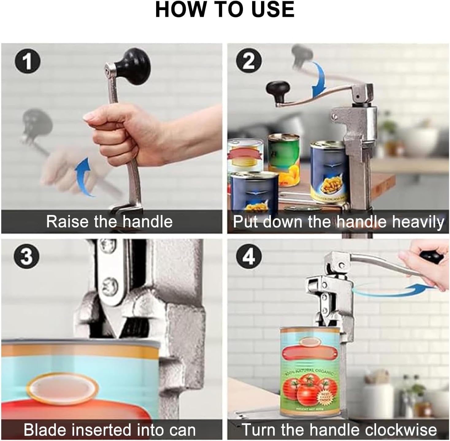 Apriscatole Industriale, Apriscatole Manuale da Tavolo, con Base Rimovibile, in Acciaio Inossidabile, Design Ergonomico, per Scatole di Grandi Dimensioni, Ideale per Ristoranti, Bar E Uso