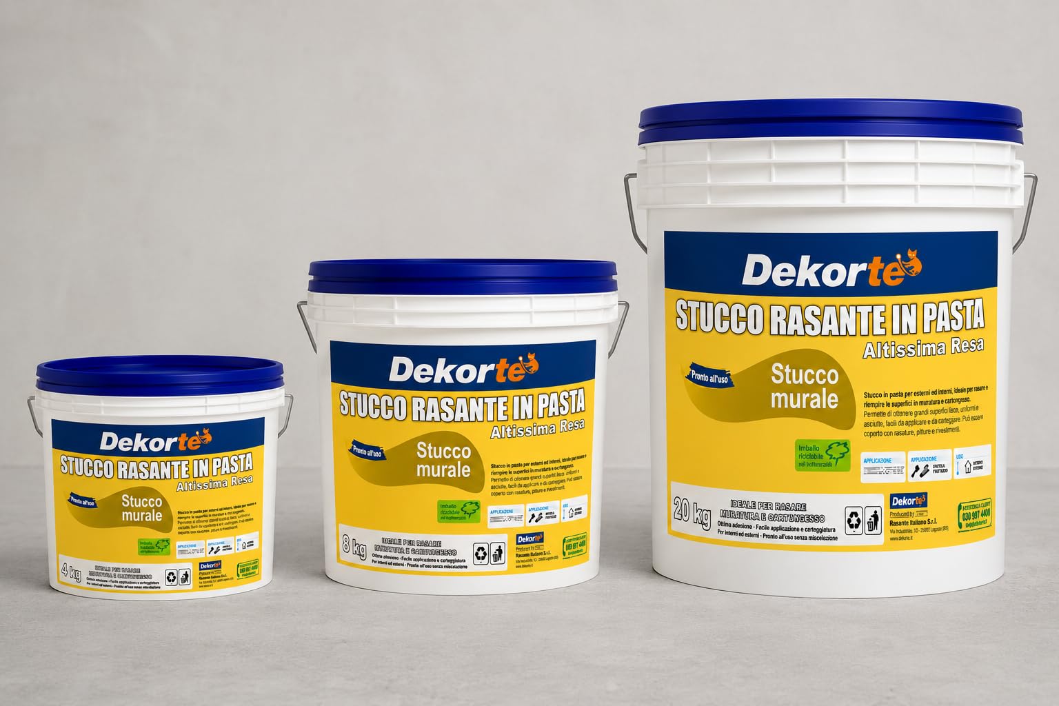 GDM 600016609800820-Stucco Rasante In Pasta, Ideale Per Rasatura Di Pareti Interne, Dekortè, Colore: Bianco, 20 kg