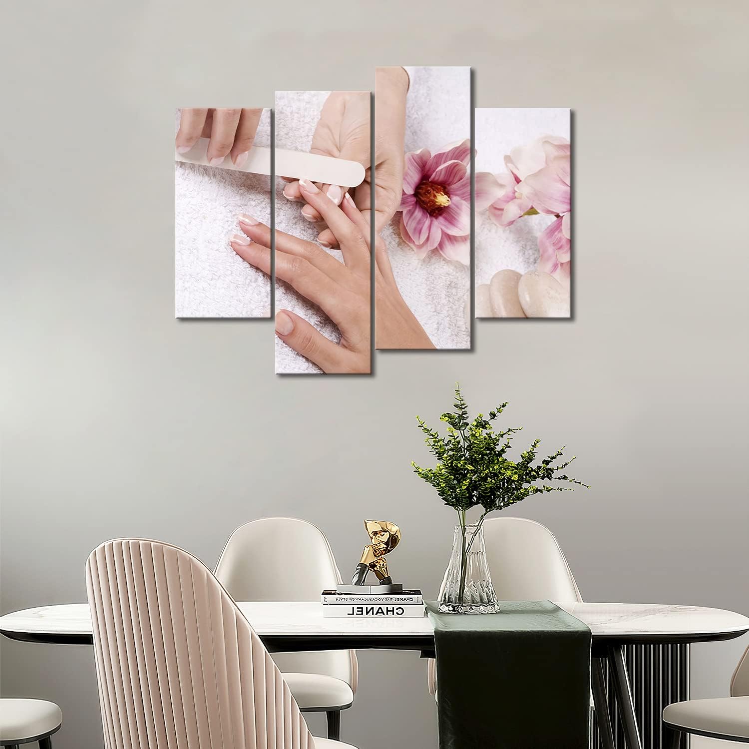 Pink Flowers Cabblestones Someone is Nail-Painting Wall Art Painting Pictures Print On Canvas Art The Picture for Home Modern Decoration