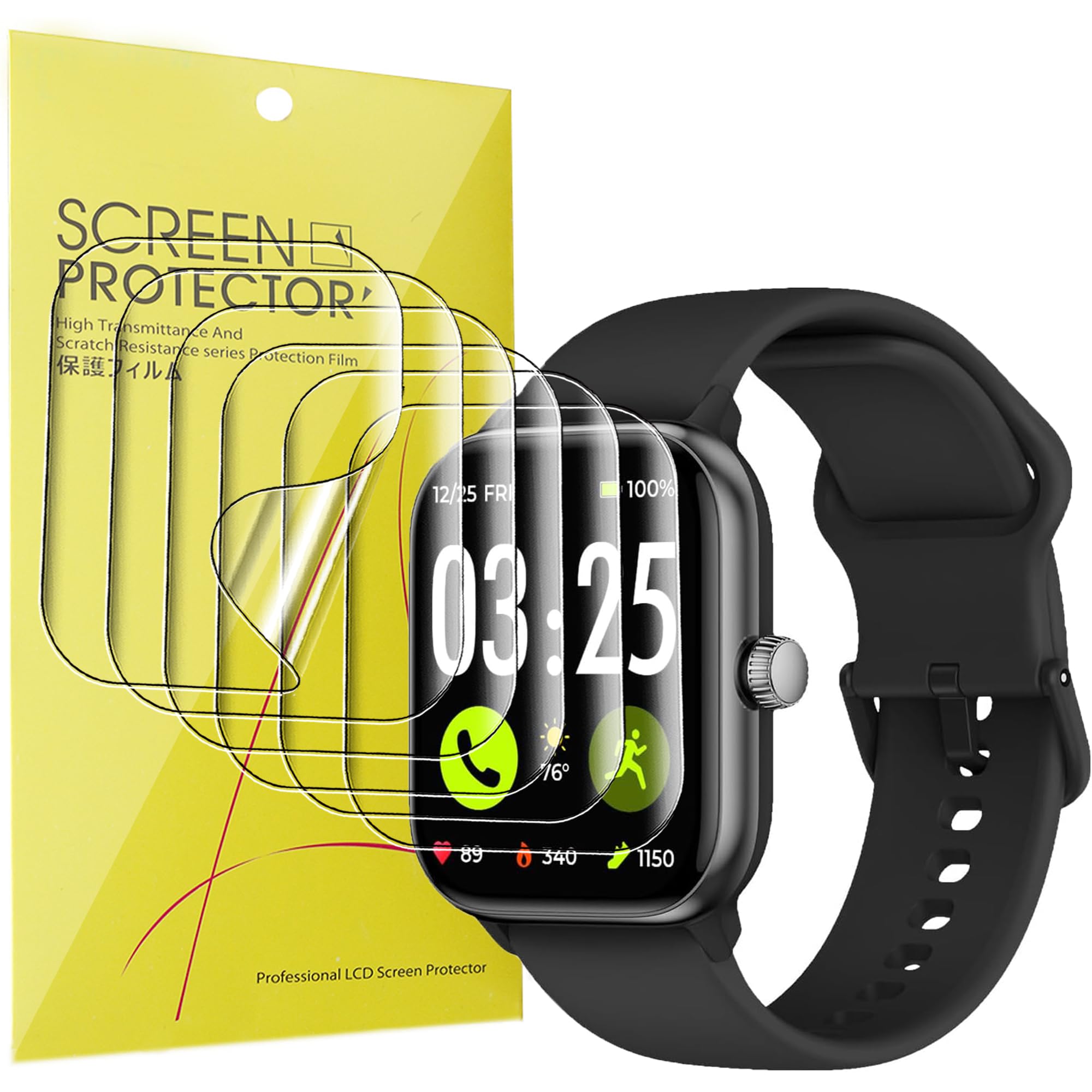 Lamshaw Compatible for Spade & Co Health Smartwatch 4 Screen Protector, [6 Pack] Full Coverage TPU Clear Film Compatible for Spade & Co Health Smartwatch 4 1.85 Inches (6 Pack)