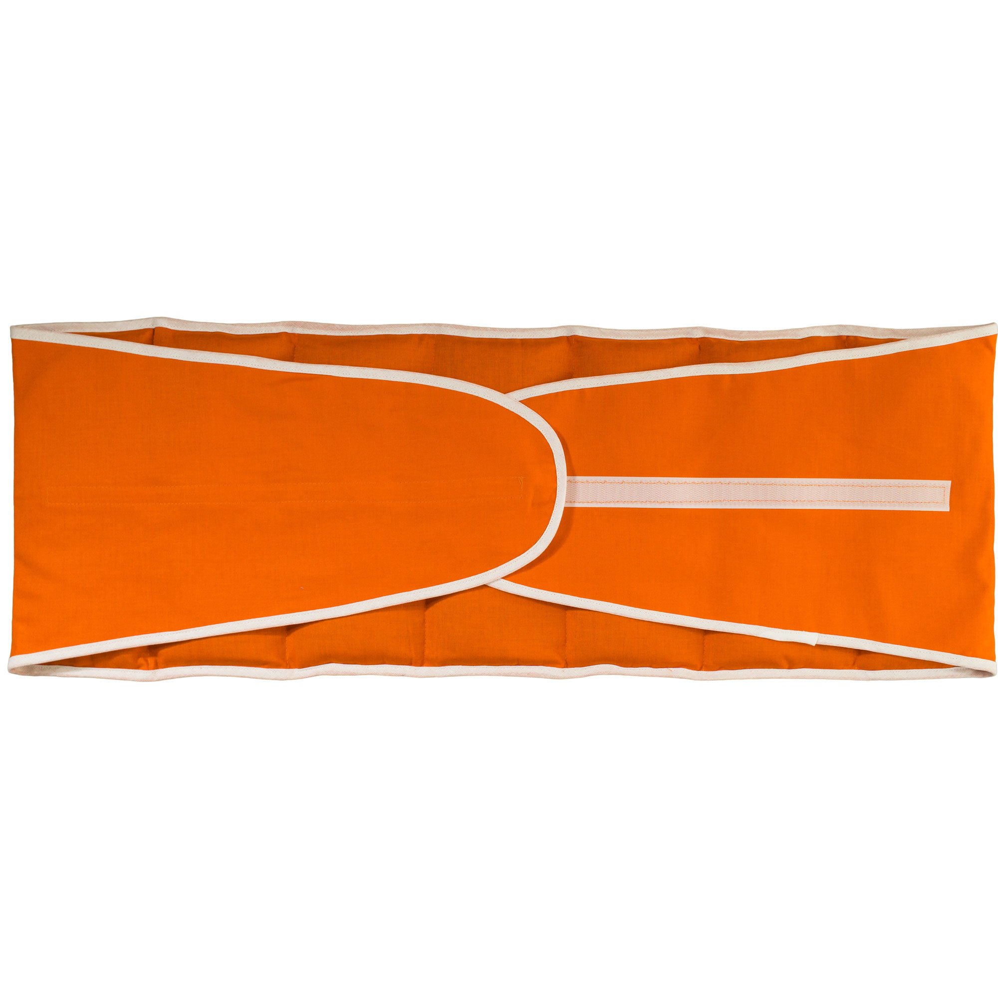 Faja térmica lumbar de semillas con cierre, largo aprox. 135cm, naranja. Saco térmico para la espalda. Semillas de grosella