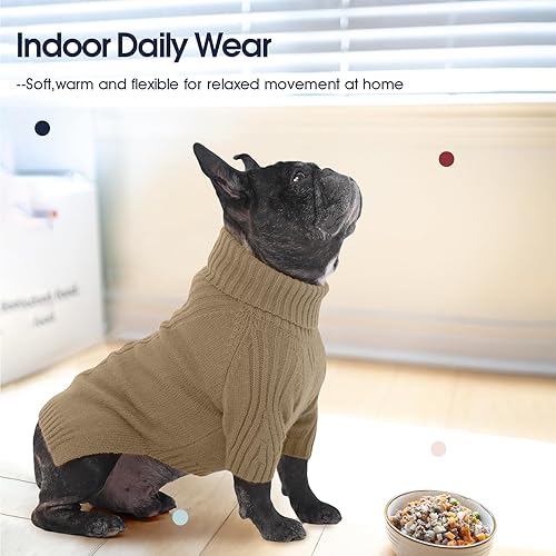 Miniatura 6 de IECOii Suéteres para perros medianos, hembra, cachorro, sudadera de punto para perritos con mangas, gruesos y cálidos de cuello alto para invierno,