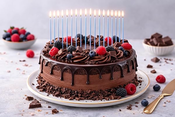 Candeline Lunghe di Compleanno, Multicolore, 24 Pezzi (azzurro) - 5