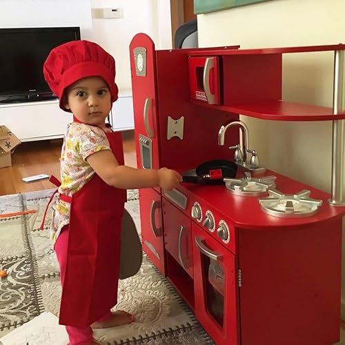 Miniatura 6 de Novelty Place Juego de 3 delantales para niños con gorro de chef (3 juegos)  Babero para niños con bolsillo tejido agradable a la piel  Cocina,