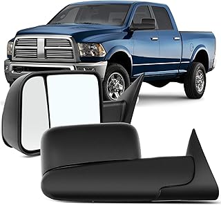 OCPTY Towing Mirrors with Power Heated Drive Passenger Side Tow Mirrors Compatible with 1998-2001 for DODGE for Ram 1500/2500/3500 Truck with Black housing