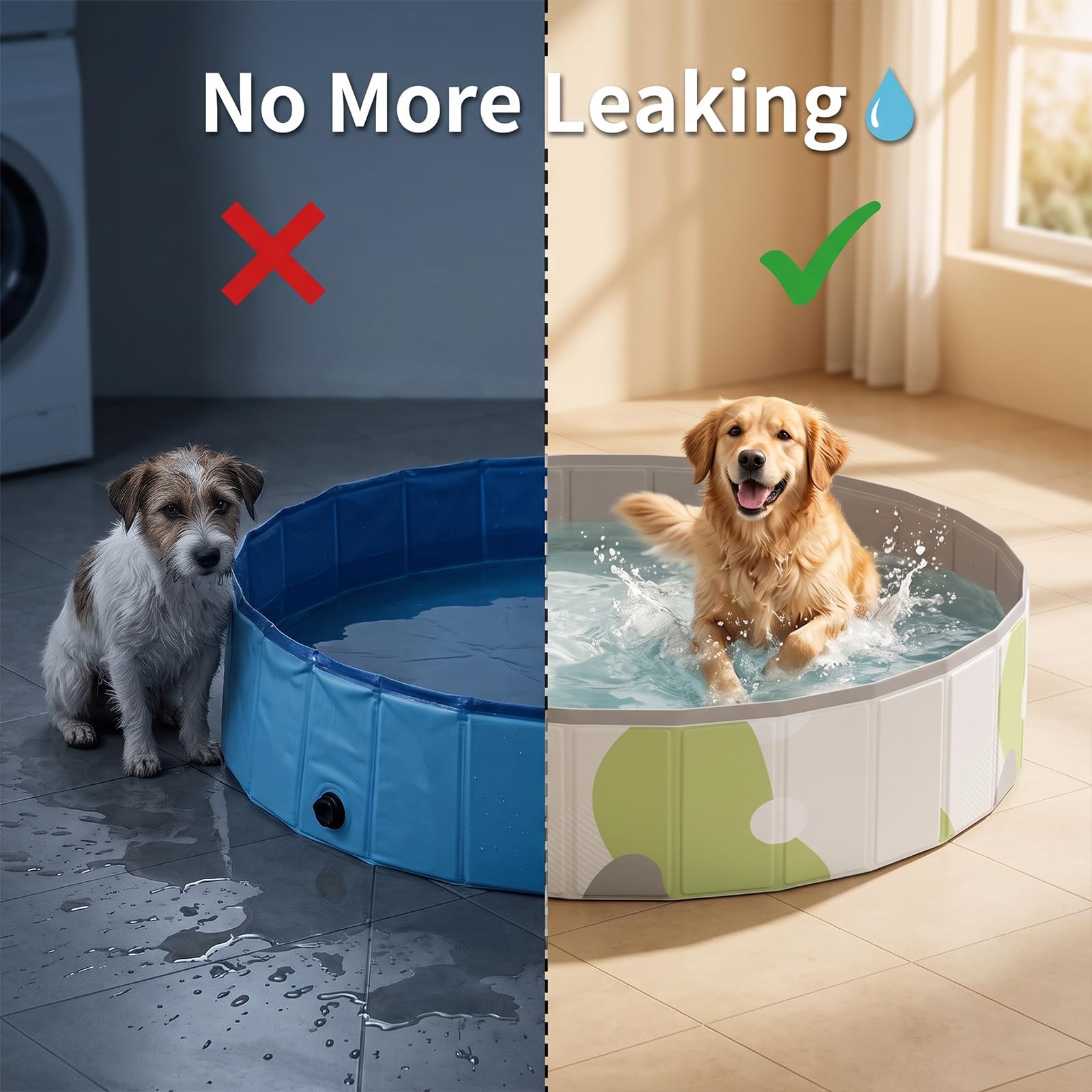 Piscina para Perros - Piscina Plegable Mascotas (XL) 120 x 30 cm | Piscina Perros Grandes y Pequeños con Base Antideslizante, Bañera Plegable para Jardín, Balcón y Salón sin Inflado