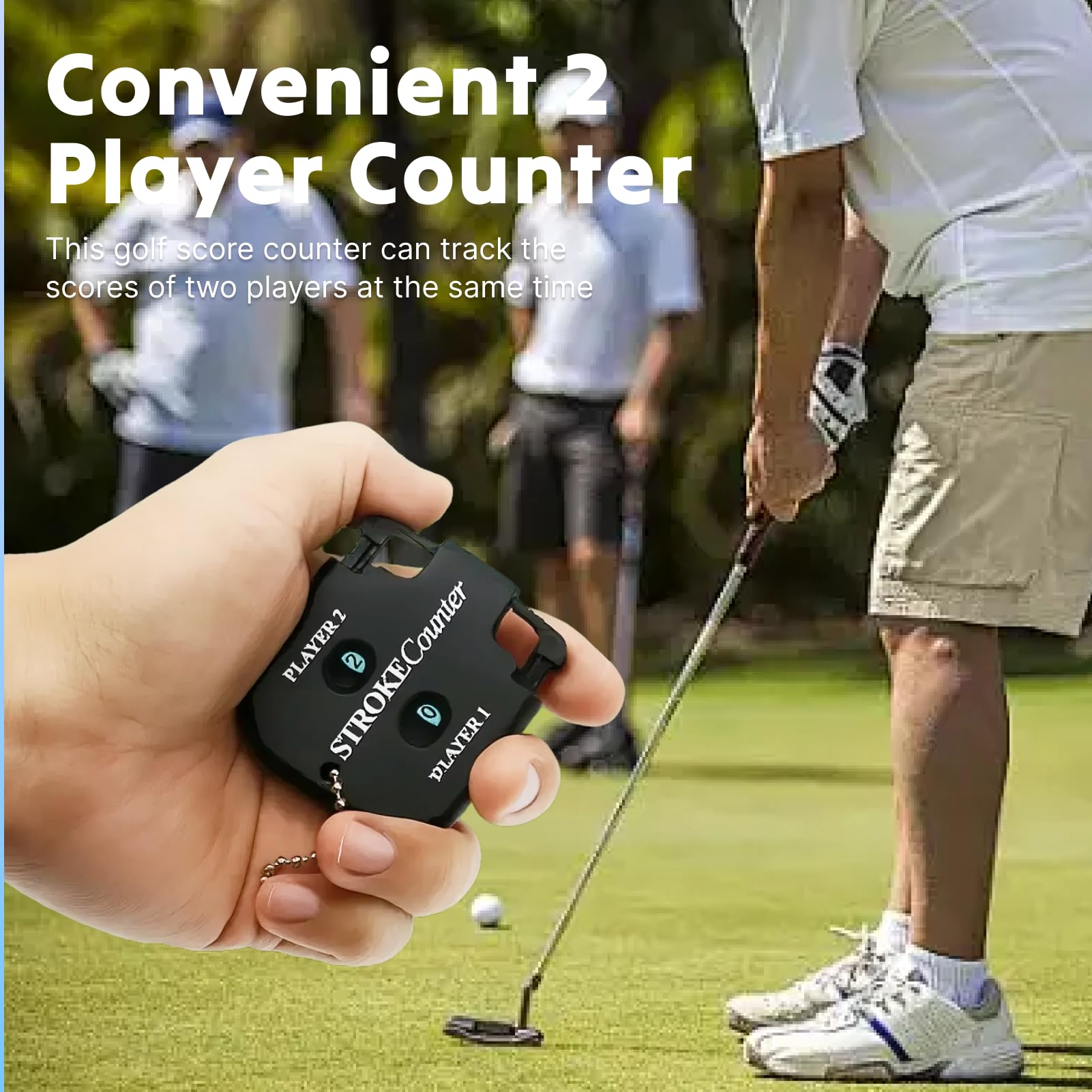 Contador de Puntuación de Golf Práctico para 2 Jugadores Portátil con Cadena