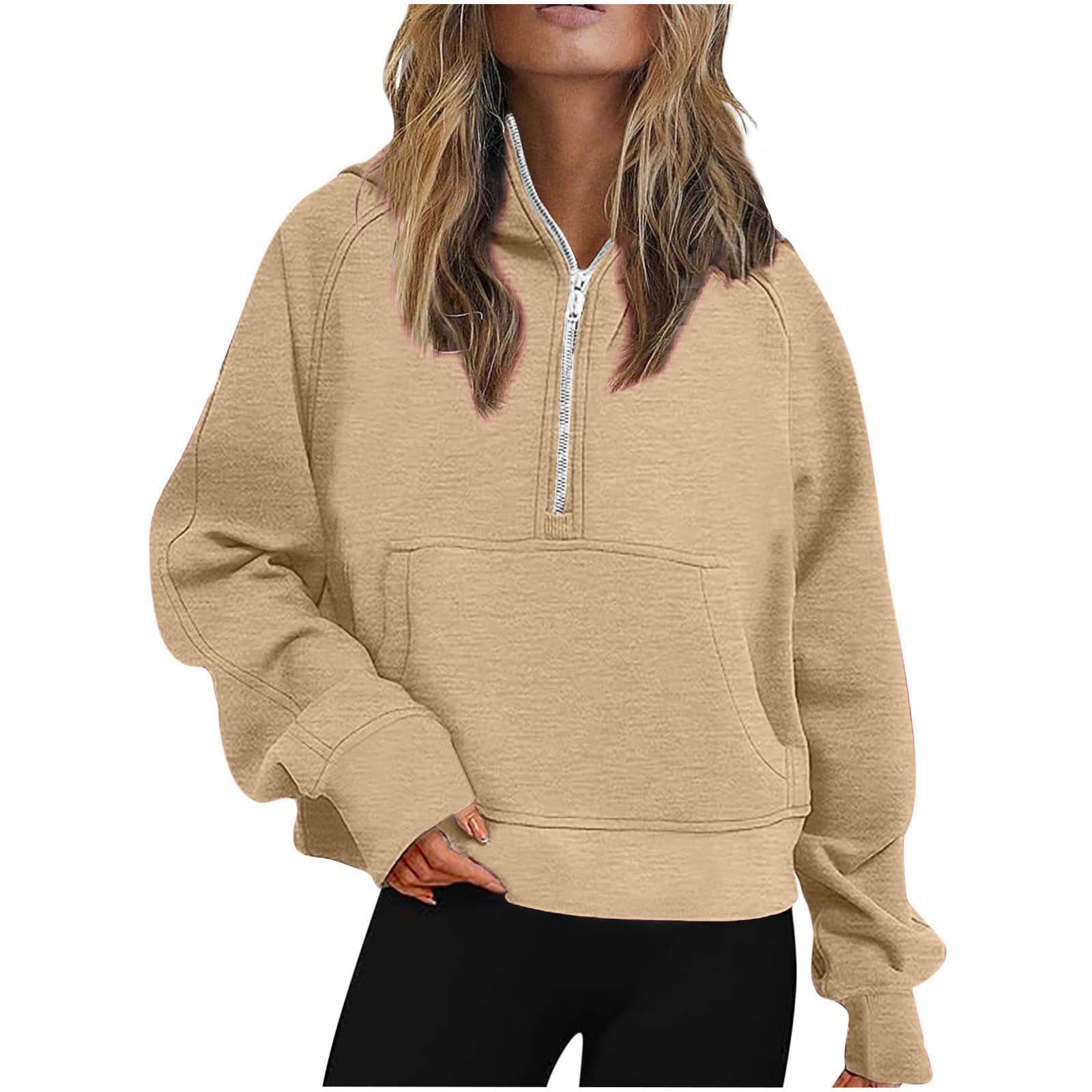 Oversized Sweatshirts for Women Loose Fit Fleece Half Zip Sweaters Pullover Hoodies Fall Fashion Outfits with Pockets