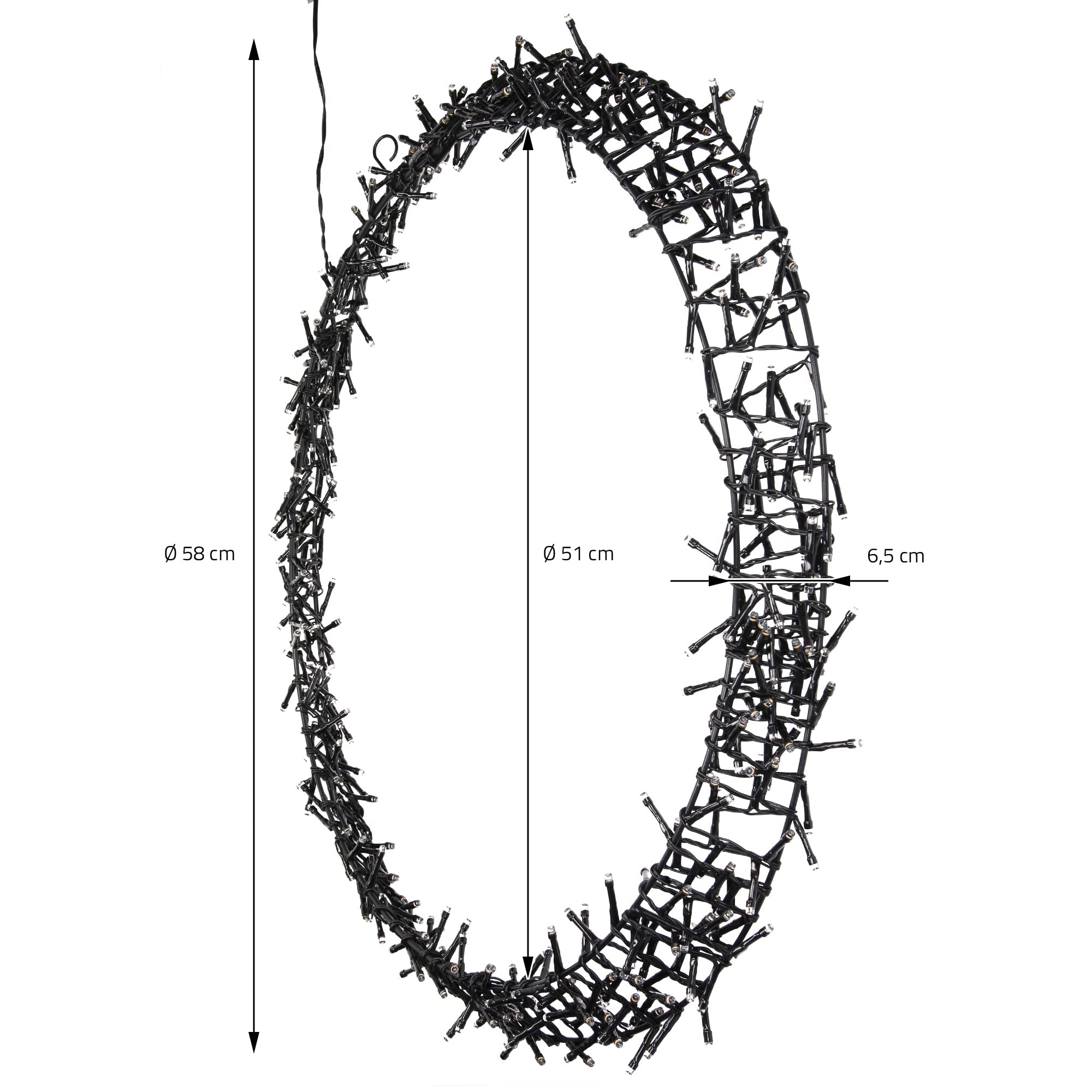 ECD Germany LED Lichterkranz Ø58 cm, 500 LEDs, Warmweiß, 8 Leuchtmodi, IP44 Innen/Außen, Metallkranz Türkranz Fensterkranz Hängekranz Ring Weihnachtsdeko Fensterlicht Weihnachten Weihnachtsbeleuchtung