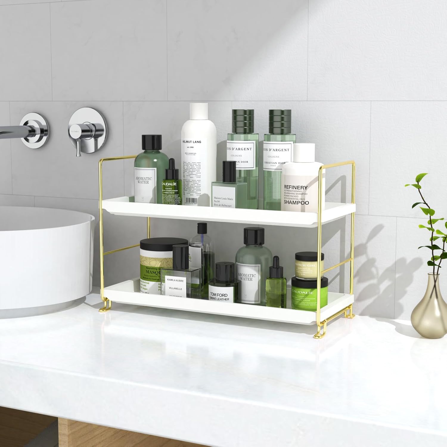 CreateitUself 2Tier Bathroom Countertop Organizer, Cosmetic & Makeup Storage Shelf