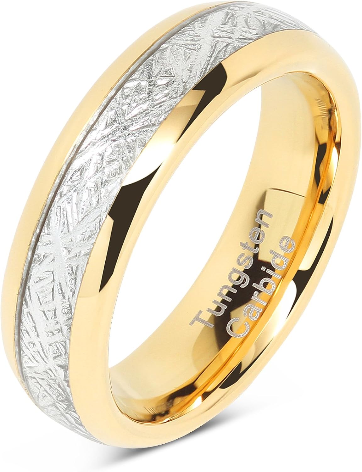 100S JEWELRY 6mm Men's & Women's Tungsten Carbide Ring Meteorite Inlay Wedding Band Size 4-13