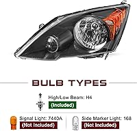 Vista 2 de JSBOYAT Conjunto de faros delanteros de repuesto para Honda CR-V CRV 2007-2011, carcasa negra, reflector ámbar para lado del conductor
