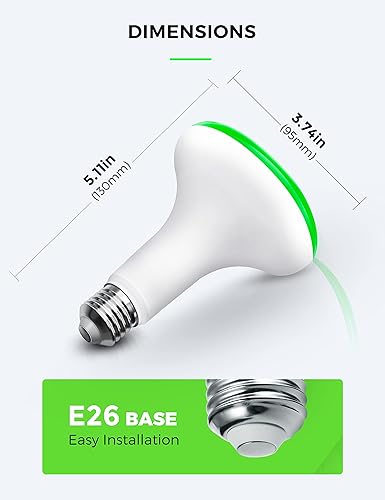 Miniatura 7 de LOHAS Bombillas verdes de inundación, LED BR30 de Navidad, luz de inundación verde puro equivalente a 65 W, base E26 de color de 11 W, para