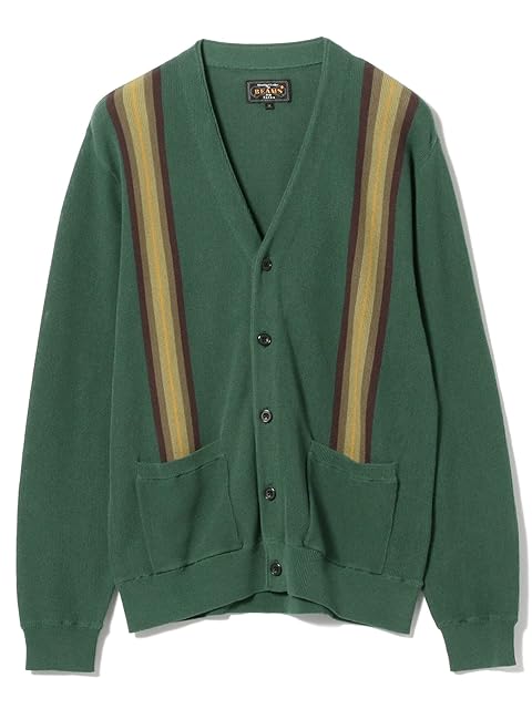 Stripe Cotton Cardigan 38-15-0018-048 38150018048: Green Stripe Cotton Cardigan 38-15-0018-048 38150018048: Green