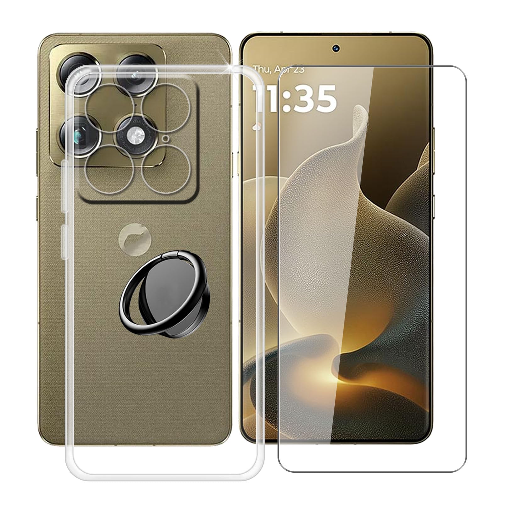 Asuwish Cover Per Motorola Moto G50 4G Con Anello E Pellicola - Custodia Ibrida 3 In 1 Con Supporto Magnetico (Blu)