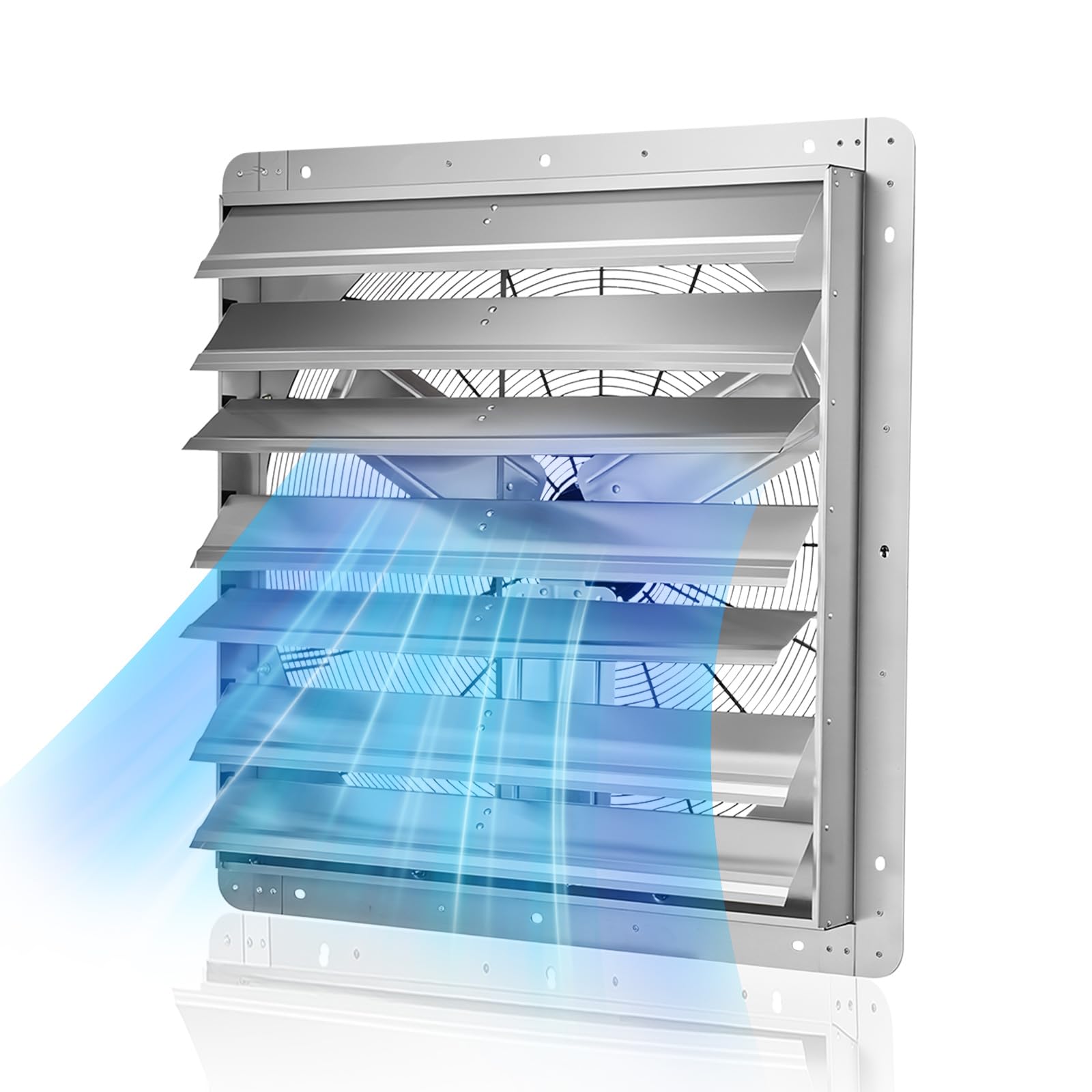 VEVOR 30'' Exhaust Fan, Wall Mounted Attic Fan with Variable Speed, 6900 CFM, Automatic Shutter, Ventilation and Cooling, Silver, Fan Only