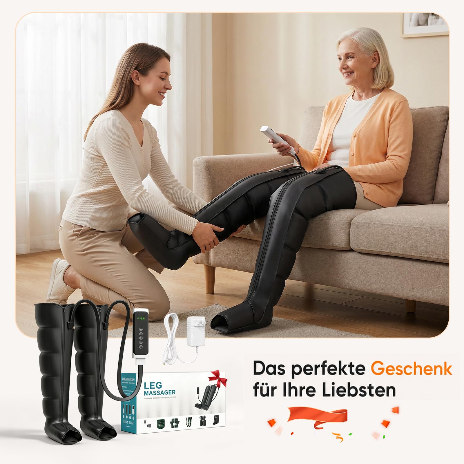 Lymphdrainage Beinmassagegerät 6 Luftkammern Luftkompression