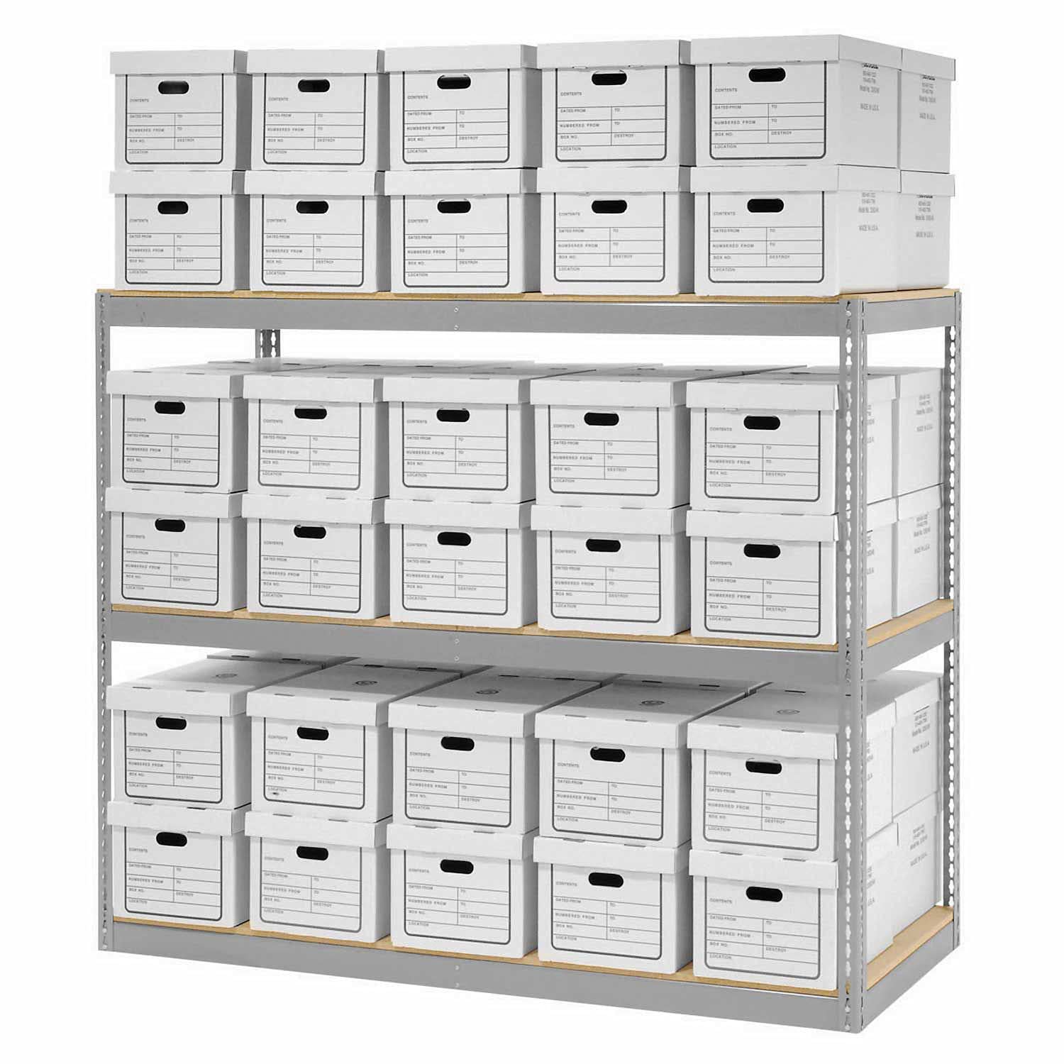 Global Industrial Record Storage Rack with 60 Boxes, 72