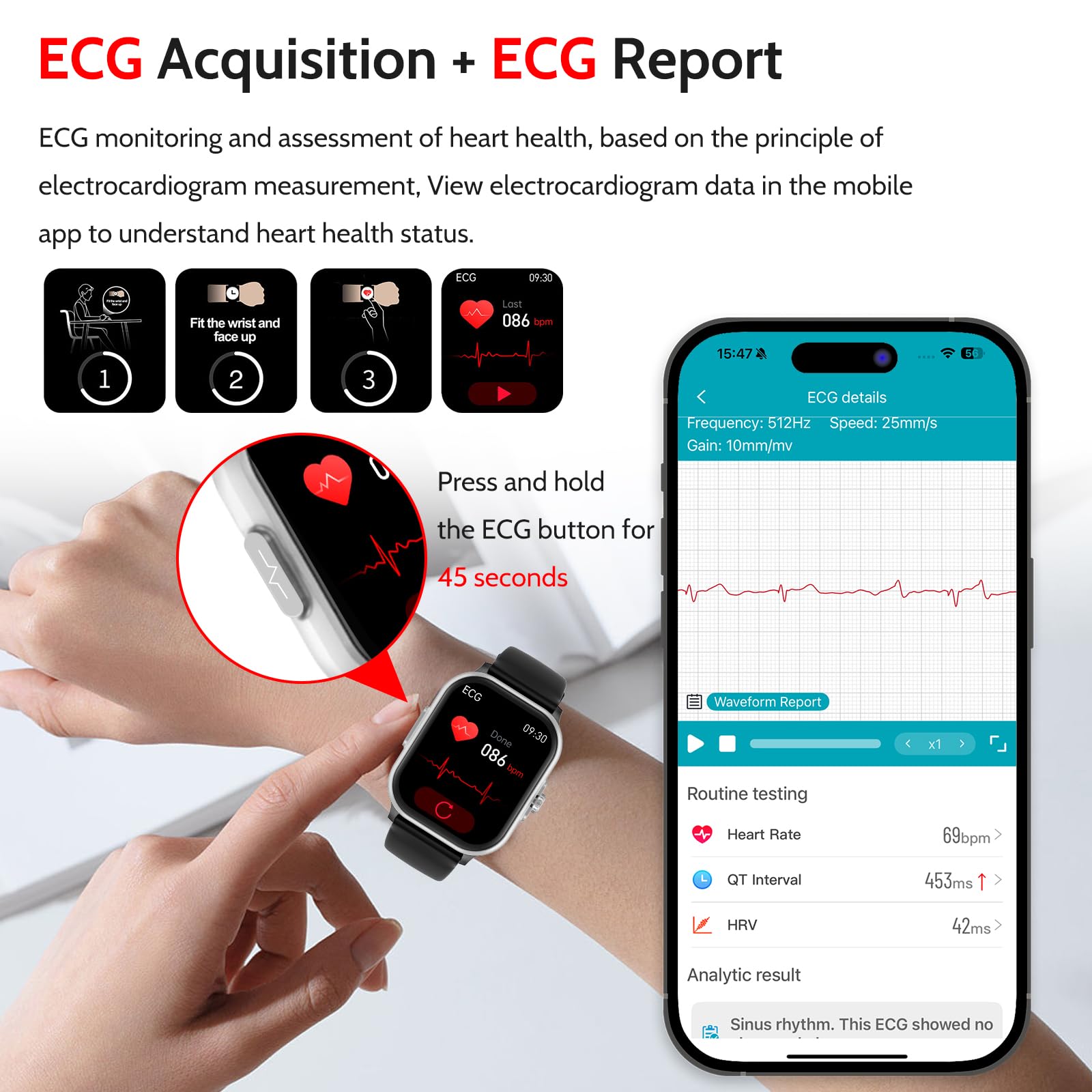 ECG+HRV orologio smartwatch Uomo Donna 𝐆𝐥𝐢𝐜𝐞𝐦𝐢𝐚 2025 funzione telefono/SPO2 RΙΙEναMENtO dEΙΙ'ΑpNEΑ/Frequenza cardiaca/Stress emotivo/Pressione sanguigna/Meteo/Monitoraggio sonno 2.01"Orologio