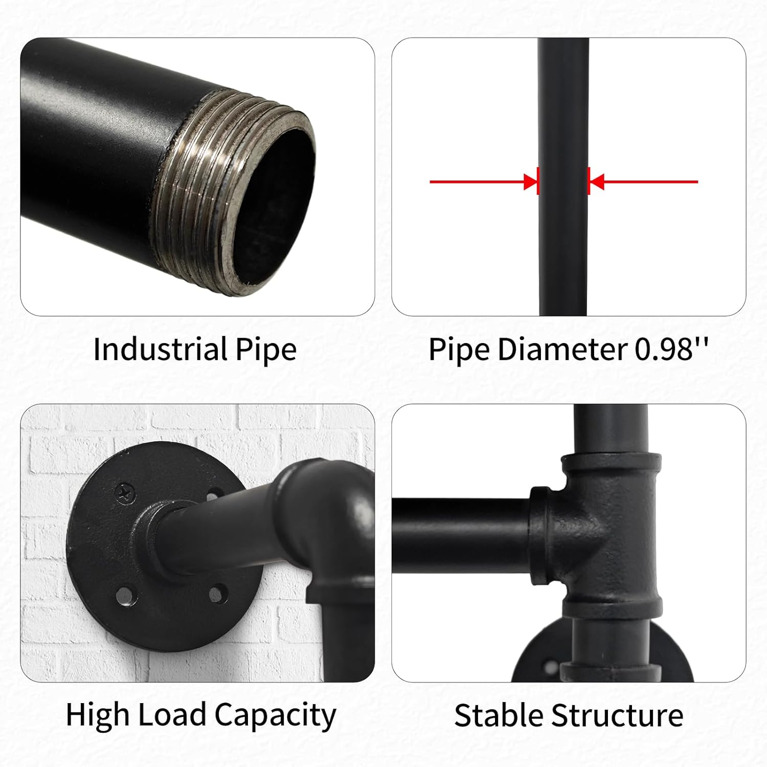 Industrial Pipe Shelving Pine Shelf,Pipe Shelves with Wood Planks,Wall Mounted Bookshelf,Floating Bar Shelves(2 Tier 42In)