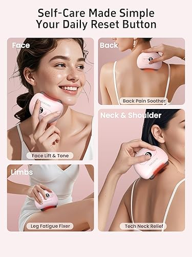 Miniatura 5 de Herramienta eléctrica de masajeador facial Gua Sha, herramienta facial Gua Sha con calor, 9 niveles de temperatura e intensidad de vibración,