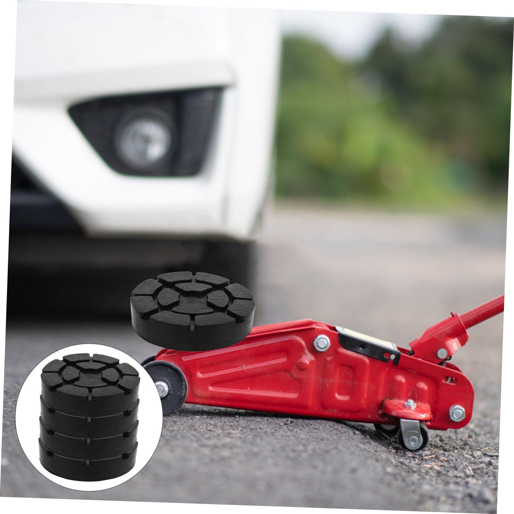 Generisch 4 Stück Gummiauflage Anheben Wagenheberständer Geschlitztes Klinkenpad Klemmschweißbuchsenadapter Jacking-Puck Buchse Liefern Hebebühne Für Bodenheber Klinkenpad-Adapter Black