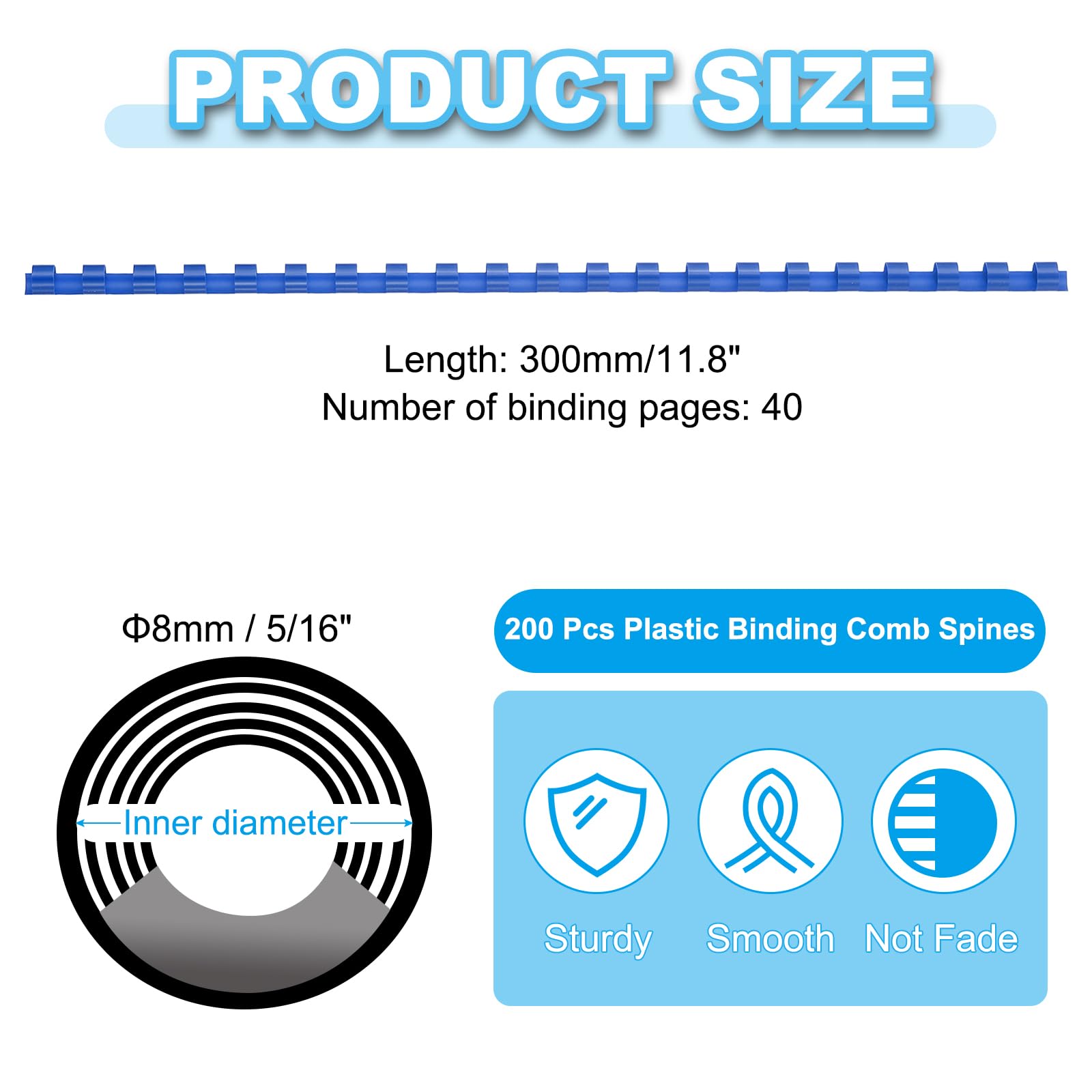 PATIKIL 8mm (5/16") Plastic Binding Combs - Image 2