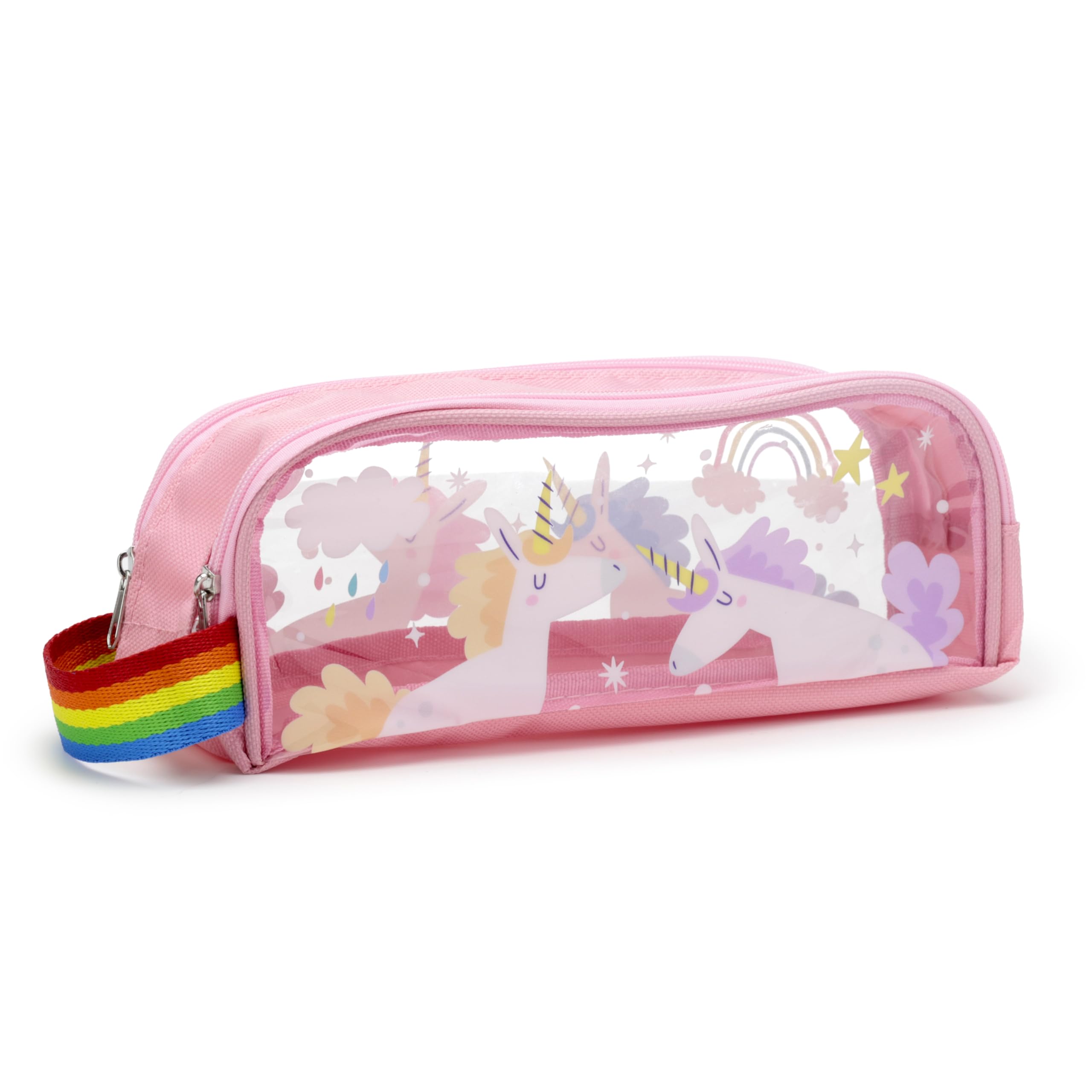 Puckator Unicorn Magic Clear Window Pencil Case - School Equipment Stuff - Pencil Cases - Large Capacity Preppy Pencil Case - Zipper Pouch - Office Essentials Pencils Case Cute - Pencilcase Pen Case