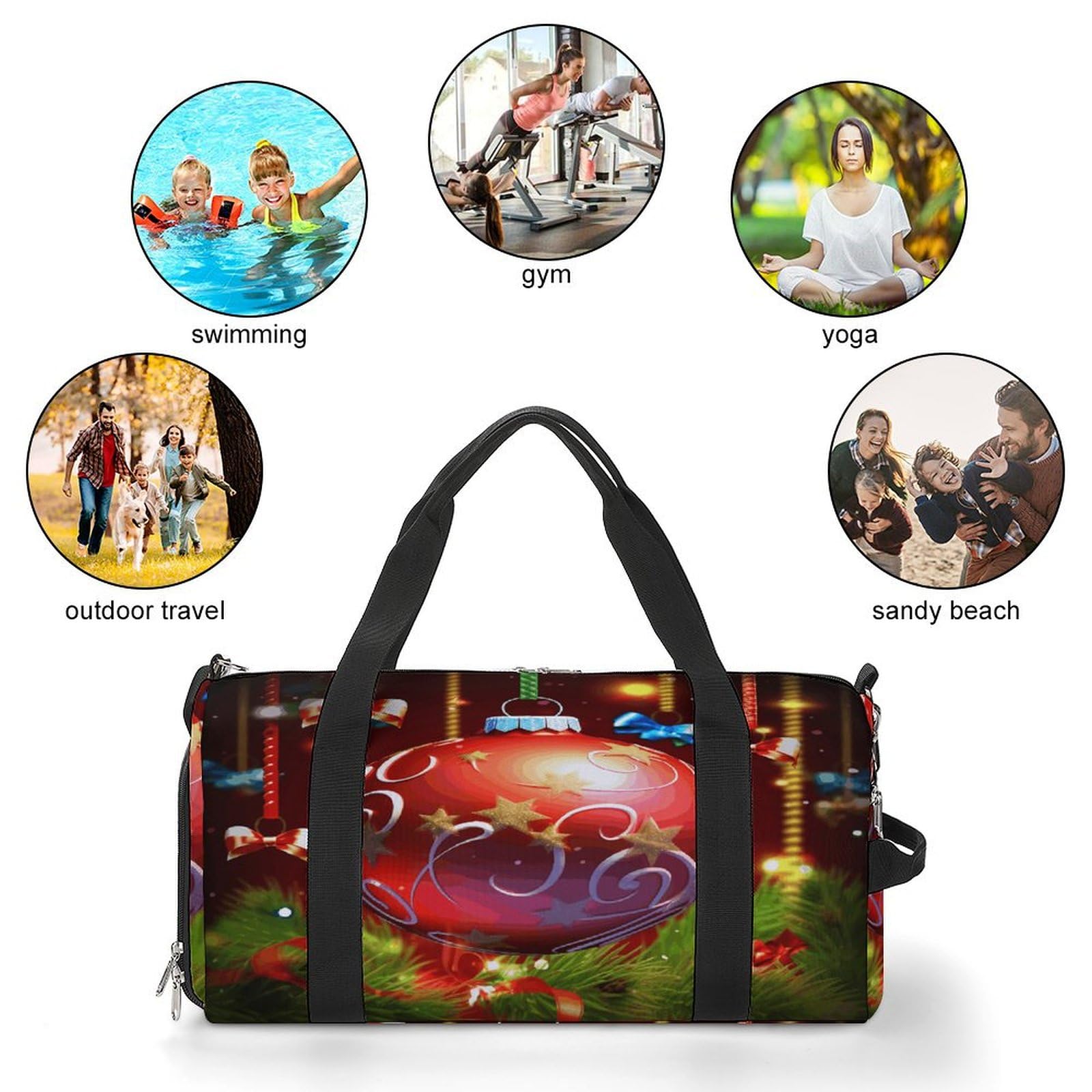 Turnbeutel für Damen und Herren, Weihnachtsball-Druck, wiederverwendbar, Turnbeutel mit Schuhfach, Stil, Einheitsgröße, modern, Stil:, Einheitsgröße, Modern