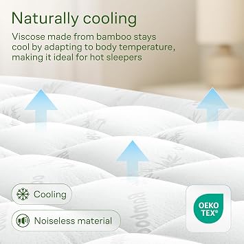 Extra-Thick Twin XL Size Mattress Topper - Ultra Plush & Soft Viscose Derived from Bamboo Mattress Pad, Naturally Cooling & Perfect for Full Body Support, White