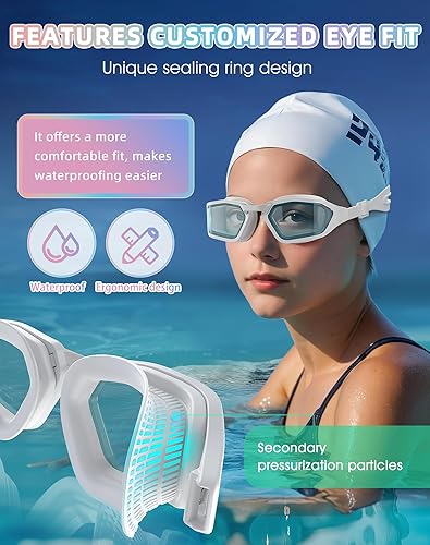 Miniatura 3 de Greatever Sleek Swim Goggles Unisex-Adult, UV400 Protection Swimming Goggles, HD Wide View Goggles, Anti Fog No Leakage