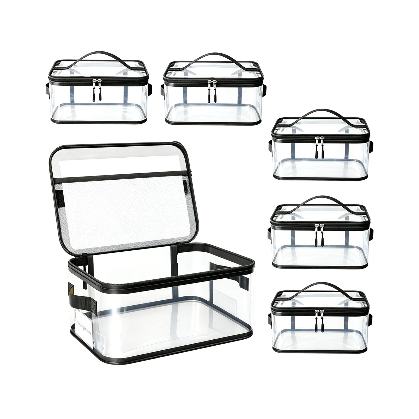 Bolsa organizadora de juguetes, juego de 6, bolsas de almacenamiento de PVC transparente con amplio acceso con cremallera, asas para clasificación en la habitación familiar, bolsa para estante de sala