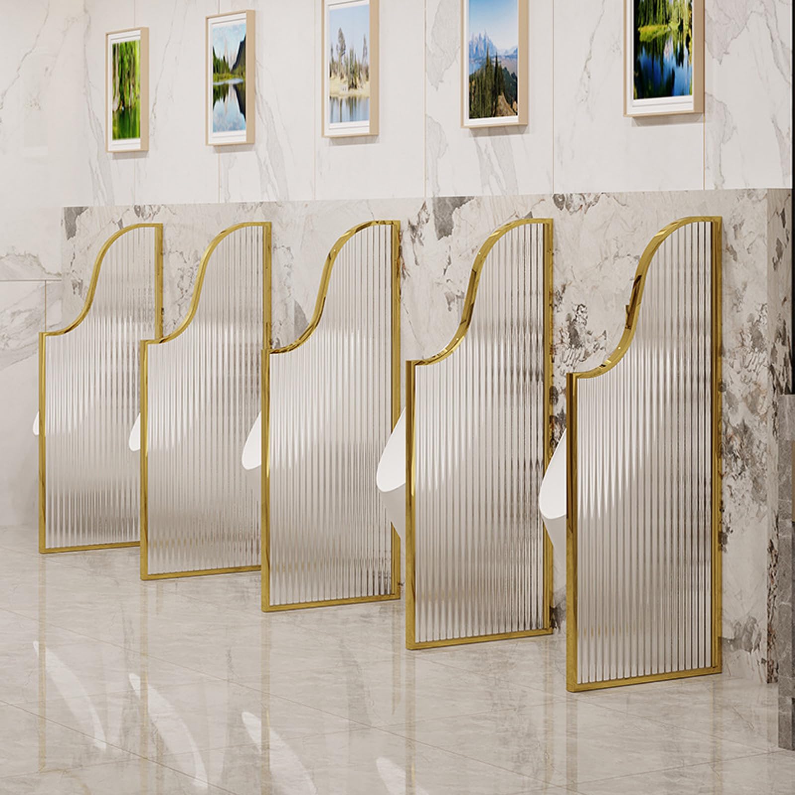 AYCDL Urinal Partition, Wall Mounted Urinal Baffle, Waterproof Urinal Partition for Men's Toilet, Translucent Glass, Anti-fingerprint,Gold-2pcs
