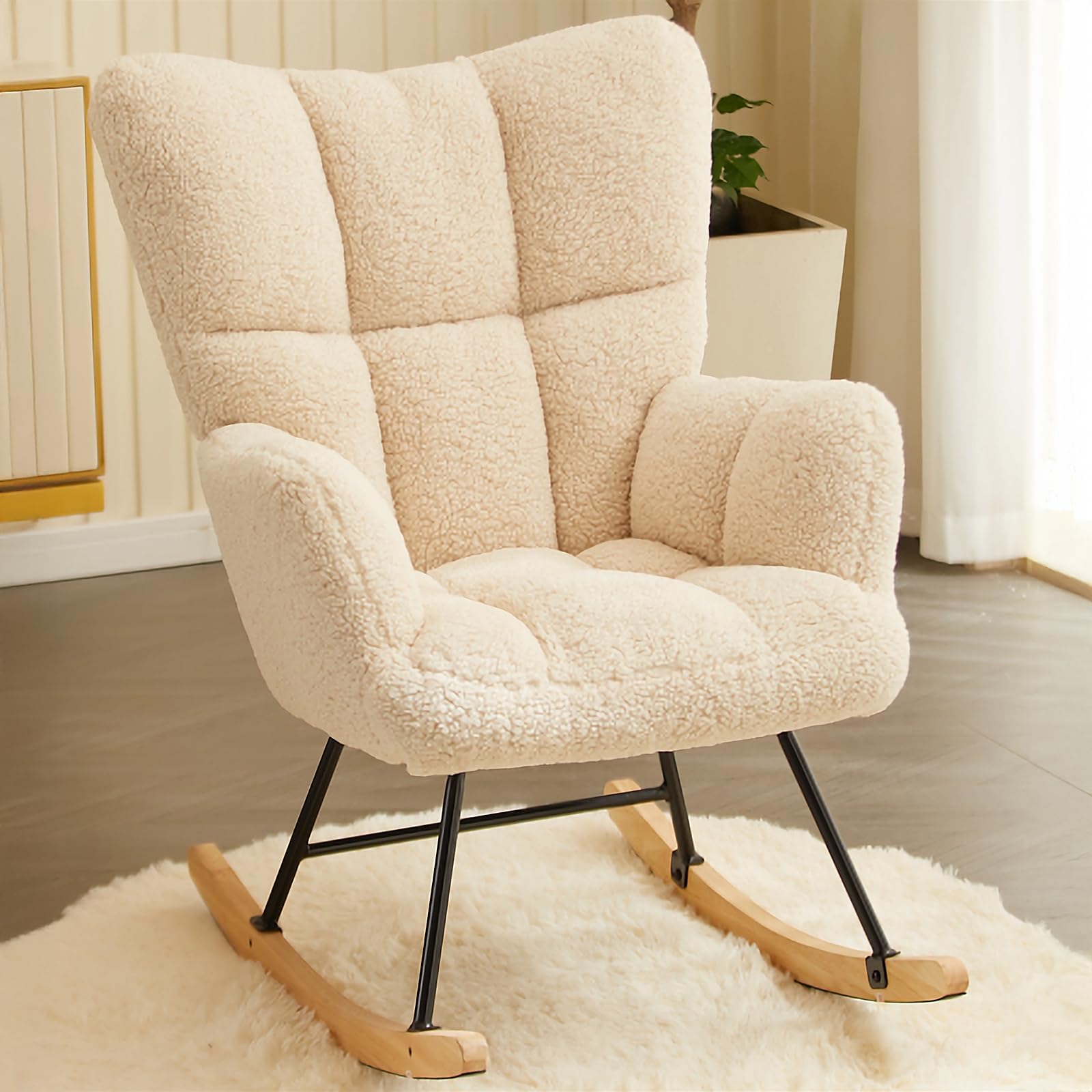 hawthyhome fauteuil à bascule velours